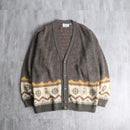 pattern wool knit cardigan