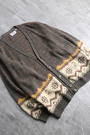 pattern wool knit cardigan