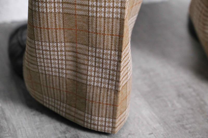 70's classic check no-tuck flare slacks