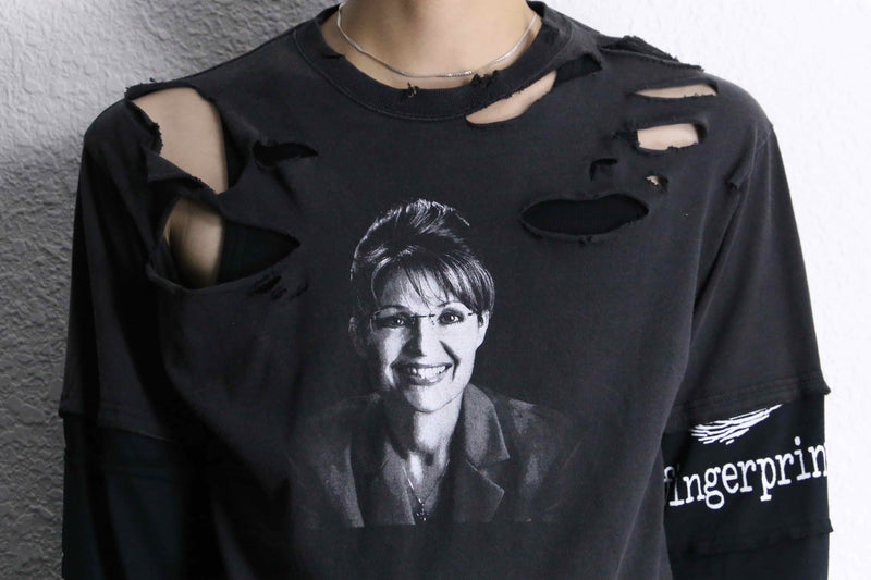 "Re:make" switch arm design damage L/S tee