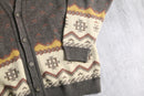 pattern wool knit cardigan
