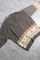 pattern wool knit cardigan