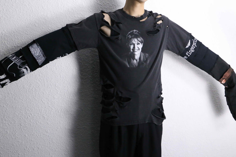 "Re:make" switch arm design damage L/S tee