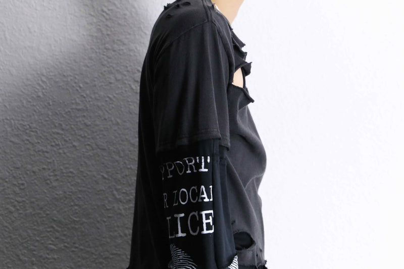 "Re:make" switch arm design damage L/S tee