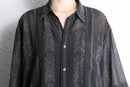 striped botanical sheer shirt