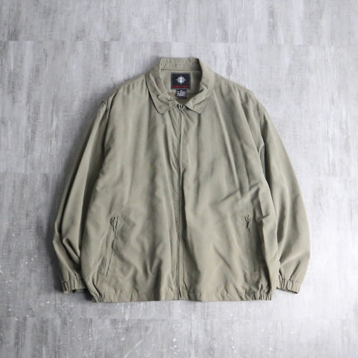 khaki smooth zip-up jacket