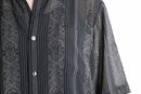 striped botanical sheer shirt