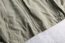 khaki smooth zip-up jacket