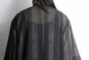 striped botanical sheer shirt