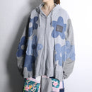 "Re:make" flower patchwork zip hoodie