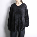 black velour v-neck pullover