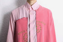 "Re:make" asymmetry sweat docking pink shirt
