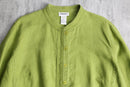 90's light green band collar linen jacket