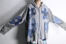 "Re:make" flower patchwork zip hoodie