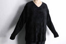 black velour v-neck pullover