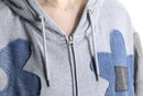 "Re:make" flower patchwork zip hoodie