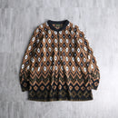 “Bob Mackie” geometric fleece half zip pullover