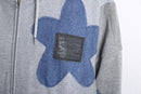 "Re:make" flower patchwork zip hoodie
