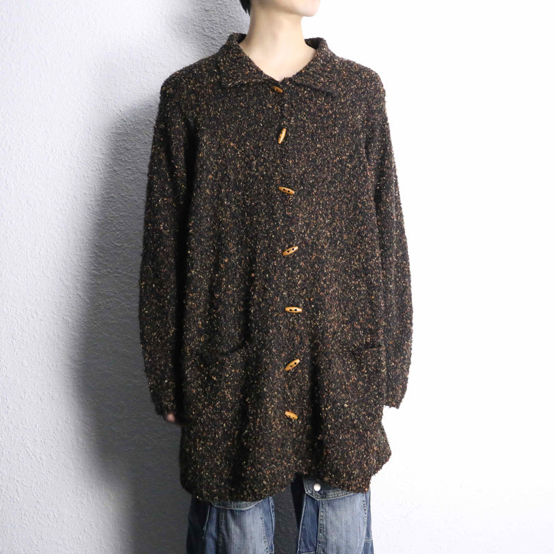 90's white stag knit shirt coat