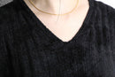 black velour v-neck pullover