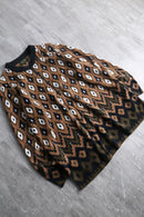 “Bob Mackie” geometric fleece half zip pullover