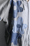 "Re:make" flower patchwork zip hoodie