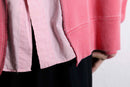 "Re:make" asymmetry sweat docking pink shirt