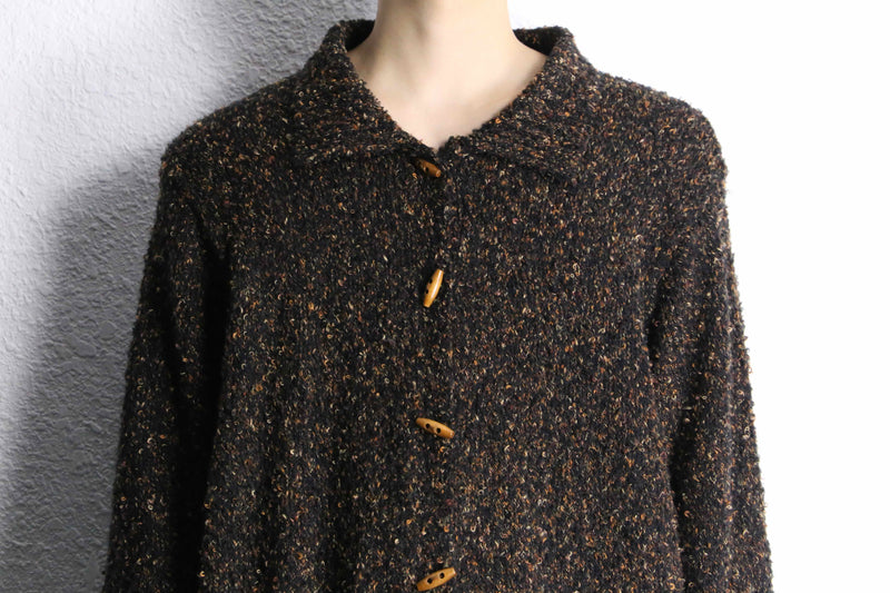 90's white stag knit shirt coat