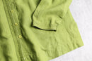 90's light green band collar linen jacket