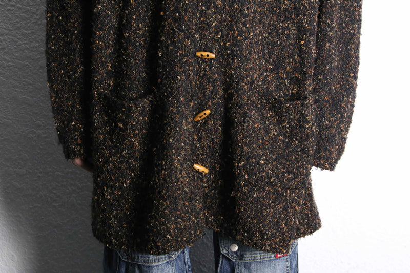 90's white stag knit shirt coat