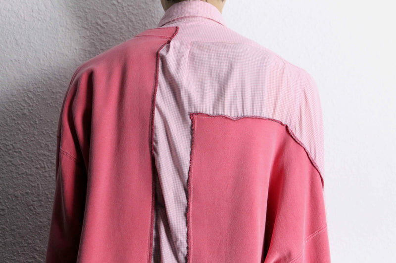 "Re:make" asymmetry sweat docking pink shirt