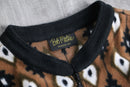 “Bob Mackie” geometric fleece half zip pullover
