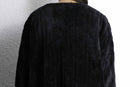 black velour v-neck pullover