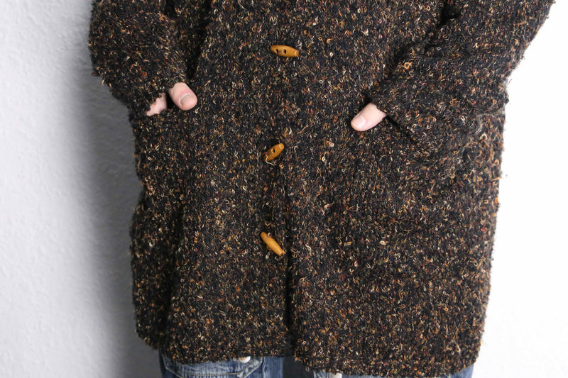 90's white stag knit shirt coat