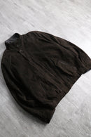 brown suede leather stand neck jacket