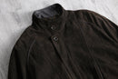 brown suede leather stand neck jacket