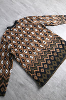 “Bob Mackie” geometric fleece half zip pullover