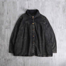 high neck gather short blouson