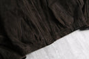 brown suede leather stand neck jacket
