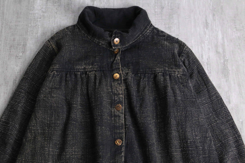 high neck gather short blouson