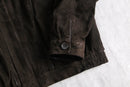 brown suede leather stand neck jacket