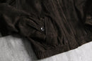 brown suede leather stand neck jacket
