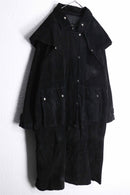 black suede leather duster coat