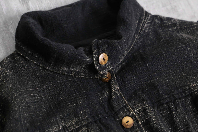high neck gather short blouson