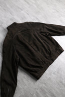 brown suede leather stand neck jacket