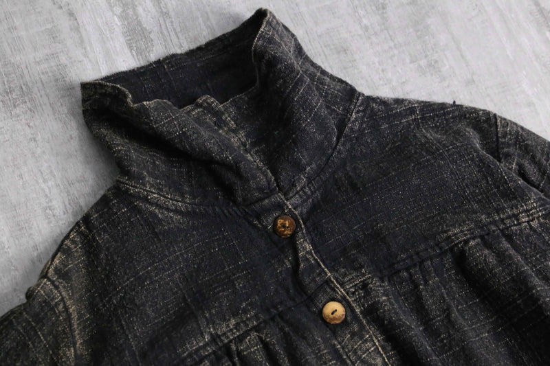 high neck gather short blouson