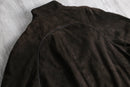 brown suede leather stand neck jacket