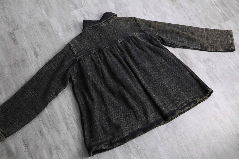 high neck gather short blouson