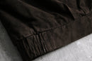brown suede leather stand neck jacket