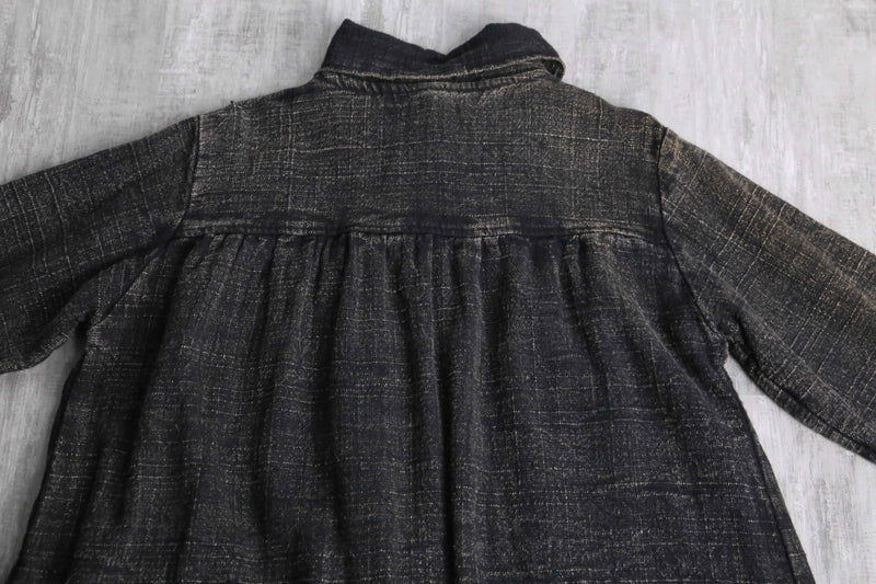 high neck gather short blouson